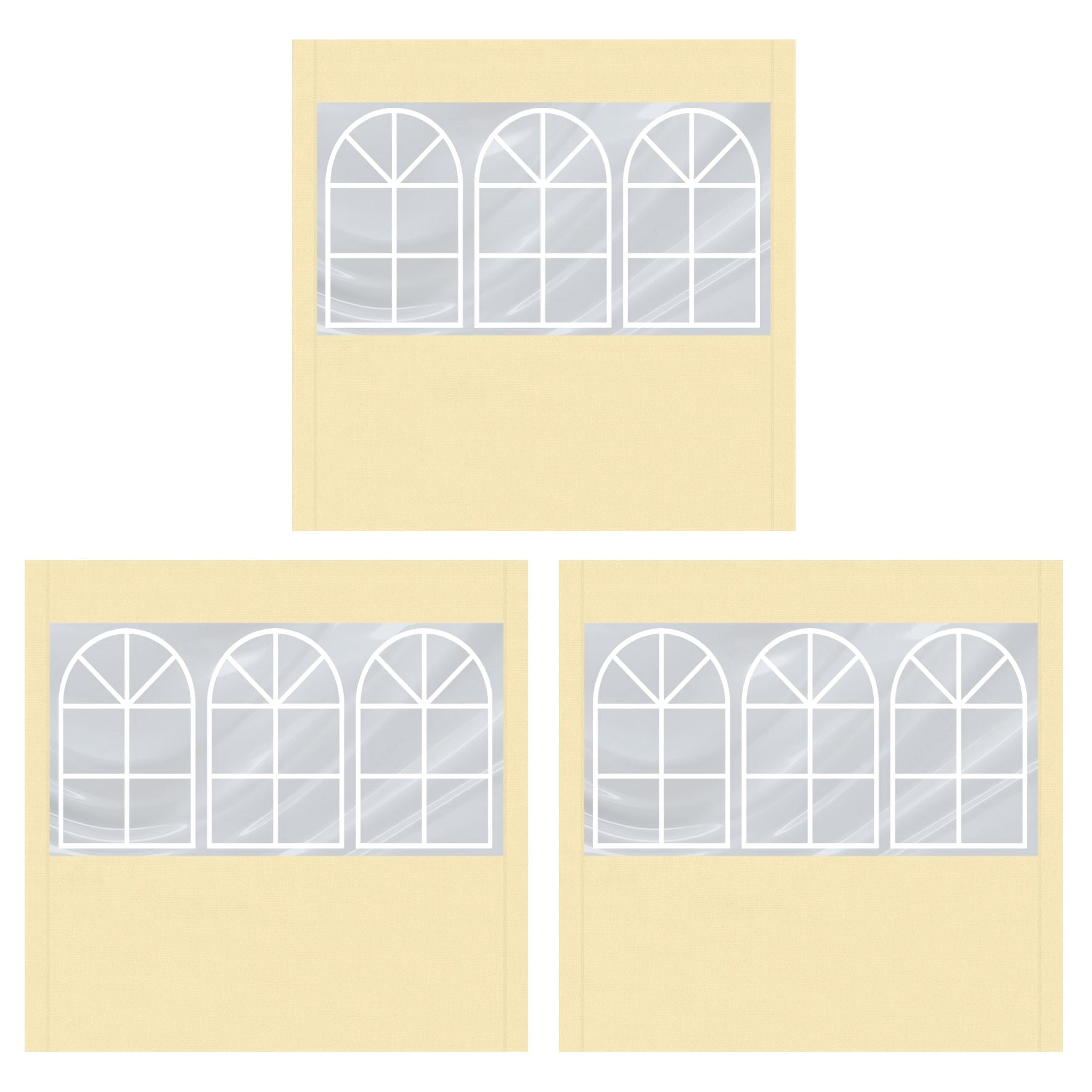 80" L X 78" W for Outdoor Tent Replacement Sidewall with Windows for Folding Tent Canopy Gazebo (3PCS, Ecru)