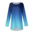 thumbnail image 6 of kytmyeq Women's Fashion Casual T-shirt Gradient Long Sleeve Round Neck Medium Long Top, 6 of 6