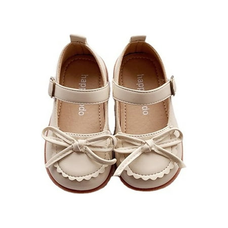 

Eloshman Girl s Princess Shoes Magic Tape Flat Shoe Soft Sole Flats Daily Nonslip Round Toe Loafers Breathable Mary Jane Beige 9C
