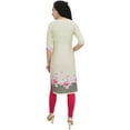 thumbnail image 5 of Bimba Women's Cream Moss Georgette Kurti Summer Wear Printed Tunic Kurta-4, 5 of 8