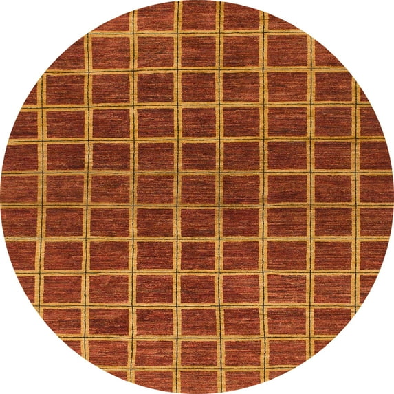 Ahgly Company Indoor Round Abstract Red Checkered Area Rugs, 7' Round