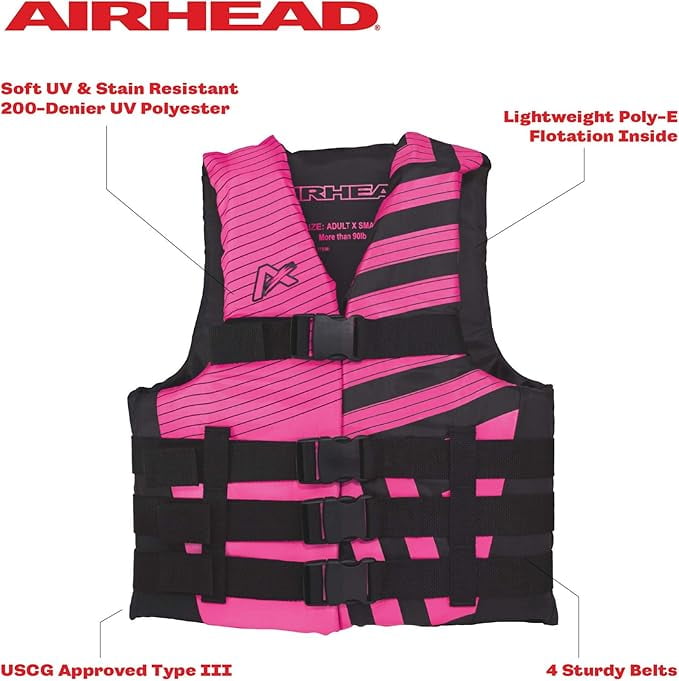 Airhead Trend Women's Life Jacket, L/XL, Hot Pink