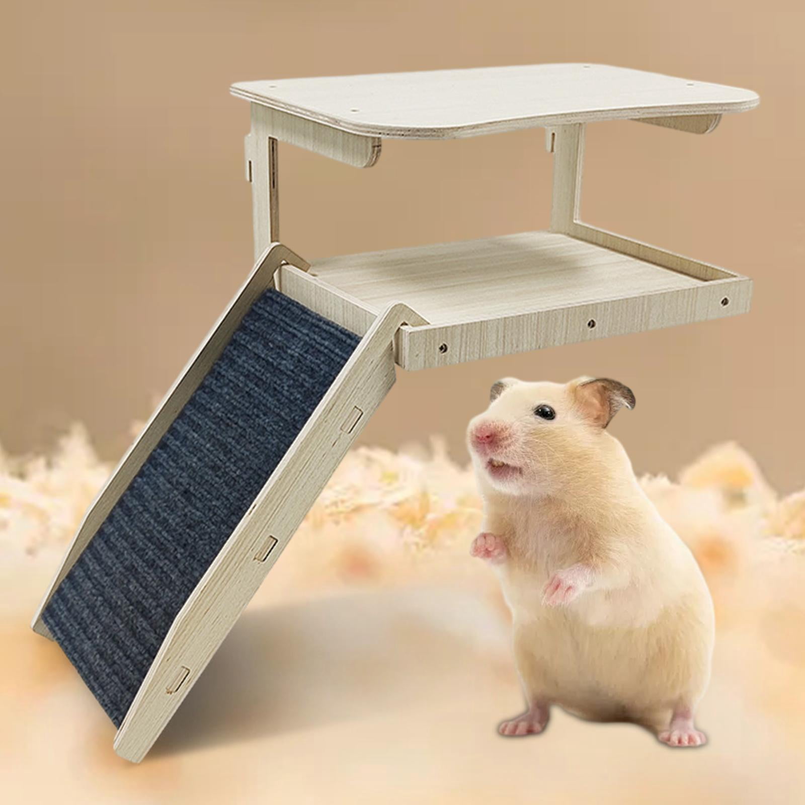 Guinea Pigs Hammock with Platform Guinea Pig House Wooden Playing Small Pets Accessories Durable Hiding Hanging Habitats Castle for Piggies