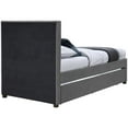 thumbnail image 3 of Pemberly Row Contemporary Gray Linen Textured Fabric Twin Trundle Bed, 3 of 11