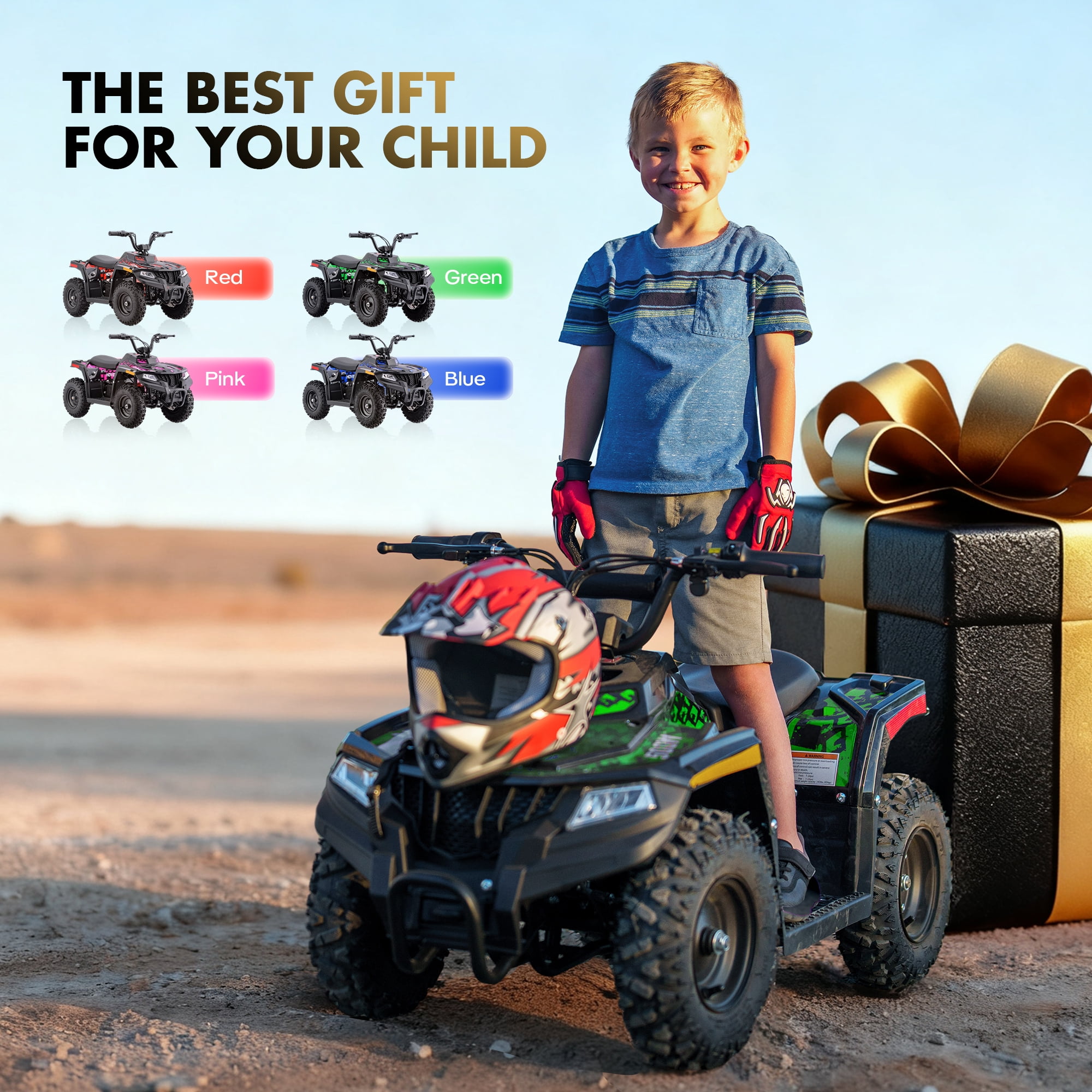HOVER HEART Electric Dirt Quad, 36V 500W 4-Wheeler, Dual Suspensions, Age 13+