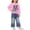 Hot Pink-03, variant on VIPOIN Girls 2 Piece Outfit Set, Butterfly Patch Crewneck Sweatshirt & Wide Leg Jeans, Cute Clothing Set