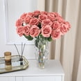 thumbnail image 5 of Burgundy Roses Artificial Flower, 12Pcs Realistic Long Single Stem Fake Silk Red Roses Bouquet for Party Home Wedding Centerpiece Hotel Office Halloween Decor, 5 of 5