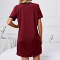 thumbnail image 6 of Dyegold Sundresses for Women Casual Beach - Sun Dresses Women Summer Casual Round Neck Short Sleeve Solid Color Loose Midi Sundress ​Plus Size Tshirt ​Party ​Dress, 6 of 6