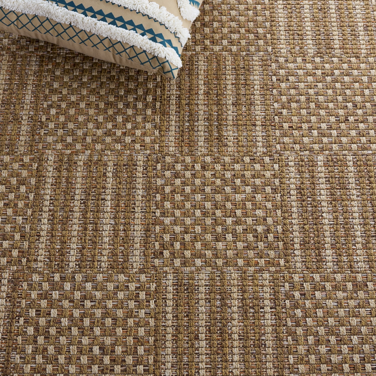 SAFAVIEH Sisal All-Weather Austen Geometric Indoor/Outdoor Area Rug, Natural/Brown, 5'3" x 7'6"