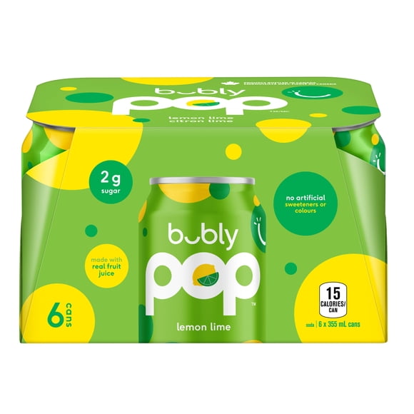 Boissons gazeuses Bubly Pop Citron Lime 6 x 355 ml Canettes