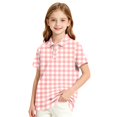 thumbnail image 2 of Trgacdwlo Girls Polo Uniform Shirt Plaid Short Sleeve School Uniform for Girls Boys Back To School Button Collared Casual Teens Clothes, 2 of 8