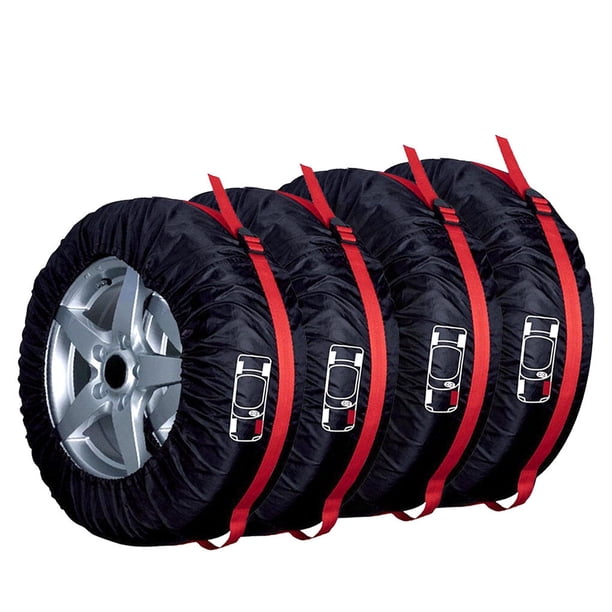 Kenally Bolsa de almacenamiento de neumáticos portátil a prueba de polvo con rueda Ajustable de tela Oxford para neumáticos de coche Vehículos, repuestos y accesorios Mis banda roja señal roja L
