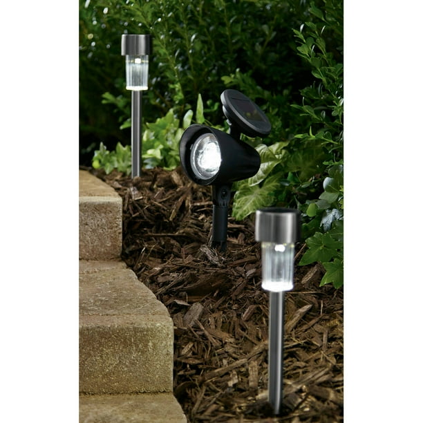 Mainstays Stainless Steel 8Piece Starter SolarPowered Landscape Light
