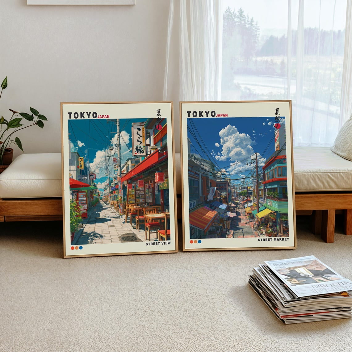 Set Of 2 Tokyo Street Wall Art Prints Japanese Japan Travel Asian Japandi Travel Inspired Home And Office Decor
