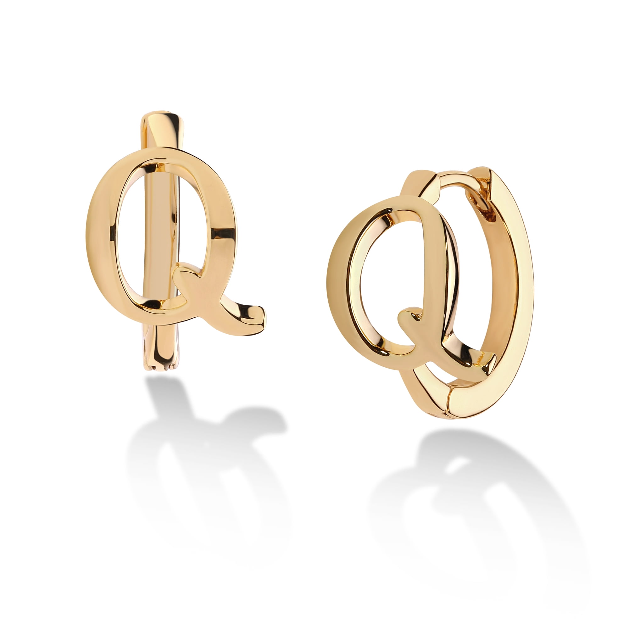 Fettero 14K Gold Plated Dainty Initial Alphabet Letter Name A To Z Huggie  Hoop Earrings for Women Jewelry Gift