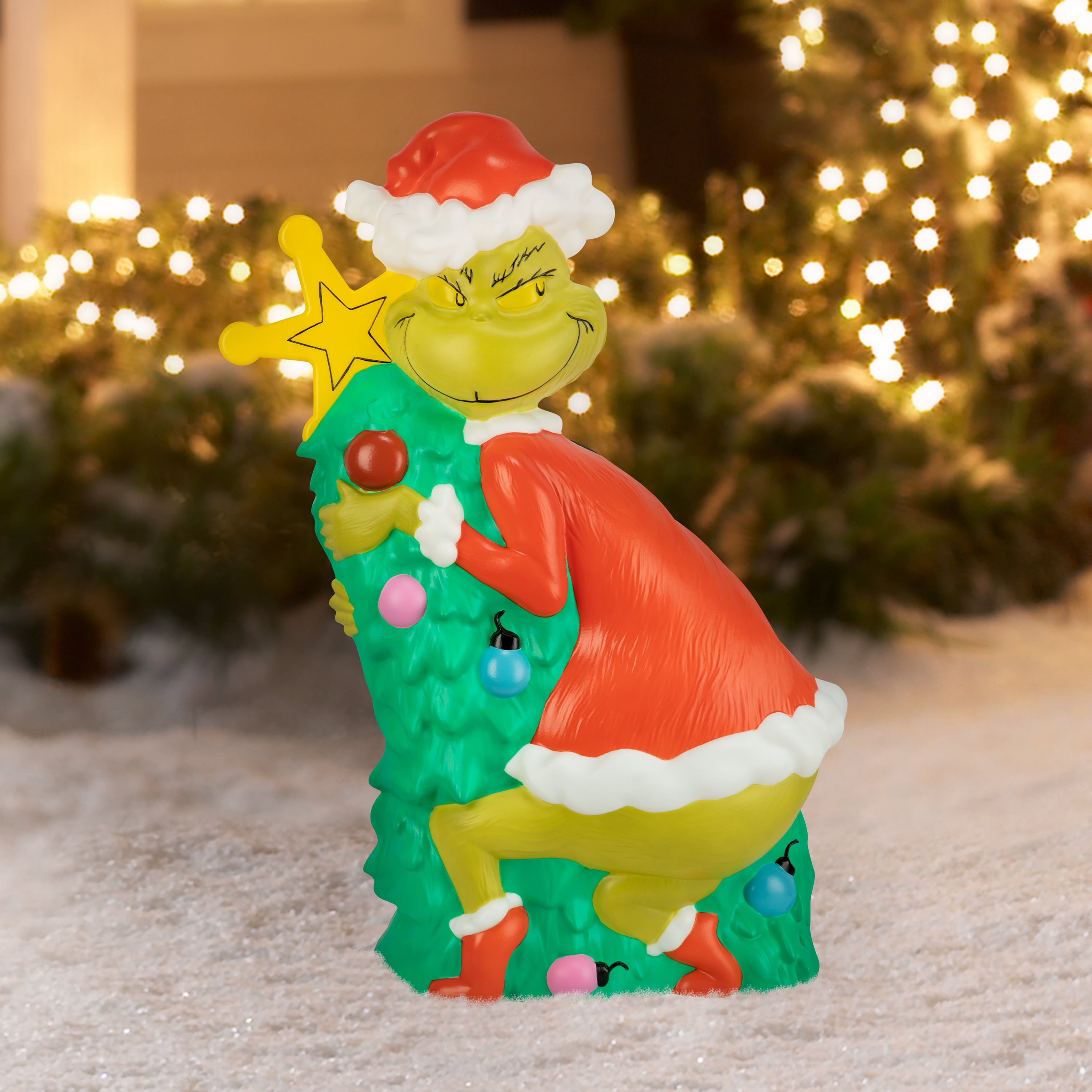 Christmas Blow Mold Grinch with Christmas Tree by Dr. Seuss Outdoor Decor, 32 in