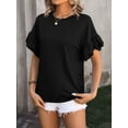 thumbnail image 2 of Cuteduck Womens Tops Ruffle Sleeve Textured Casual Loose Fit Crew Neck T-Shirt S-XXL, 2 of 4