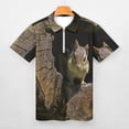 thumbnail image 3 of Chipmunk In The Tree Hole Men Zipper T-shirt Summer Casual Short Sleeve T-shirt Top, 3 of 7