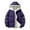 Purple, variant on Unisex Winter Hooded Cotton Jacket, Loose Fit Bomber Style Thickened Warm Coat with Water Resistant Finish, Oversized Puffer Parka for Men and Women, All Season Thermal Insulated Outerwear Black L