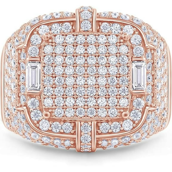 Square Frame Anniversary Wedding Ring For Men's In 14K Rose Gold Over 925 Sterling Silver Jewelry Gift For Men