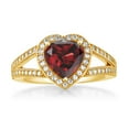 thumbnail image 2 of Gem Stone King 18K Yellow Gold Plated Silver Ring Heart Shape Garnet and Moissanite (2.29 Cttw) (Size 5), 2 of 4