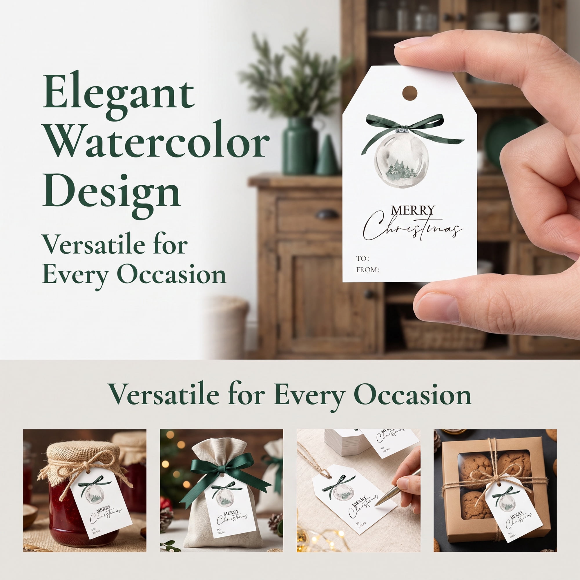 Unique Bargains 100Pcs Thick Gift Wrapping Tags with Twine Spherical Pattern 2" x 3.1"