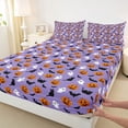 thumbnail image 4 of Feelyou Cartoon Halloween Pumpkin King Sheets, Cute Ghost Bedding, Purple Orange, 4 Pieces, 1 Flat Sheet, 1 Fitted Sheet and 2 Pillowcases, 4 of 5