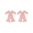 thumbnail image 2 of Rovasas Kid Girls Jumpsuit, Off-shoulder Long Sleeve Pleated Solid Romper, 2 of 9