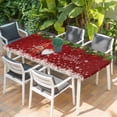 thumbnail image 2 of Red Gnomes Christmas Table Cloths for 3 Foot Rectangle Tables, Xmas Weeping Balls Snowflake Patio Waterproof Elastic Fitted Tablecloths, Washable Rectangular Table Cover for Camping, 2 of 8
