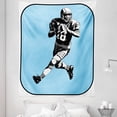 thumbnail image 1 of Sports Tapestry, American Football League Game Rugby Player Run Original Retro Illustration, Fabric Wall Hanging Decor for Bedroom Living Room Dorm, 5 Sizes, Blue Black White, by Ambesonne, 1 of 1
