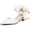 Beige 2, variant on Women Low Kitten Heel Bow Heels Dress Shoes Closed Pointed Toe Ankle Strap Elegant Wedding Party Pumps