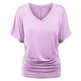 thumbnail image 5 of Mohiass Batwing Short Sleeve Dolman Tops for Women Plus Size Banded Bottom Fold Hem Top Casual Loose Flowy T Shirts Purple 3XL, 5 of 5