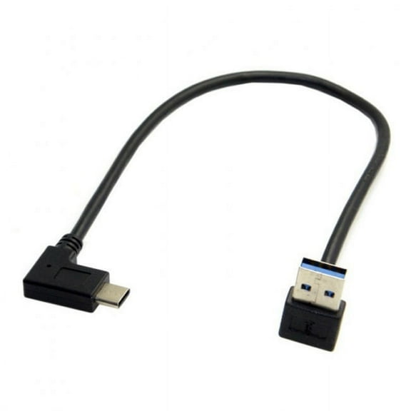 JSER Reversible USB 3.1 USB-C Angled to 90 Degree Up Angled A Male Data Cable for Macbook Tablet Mobile Phone