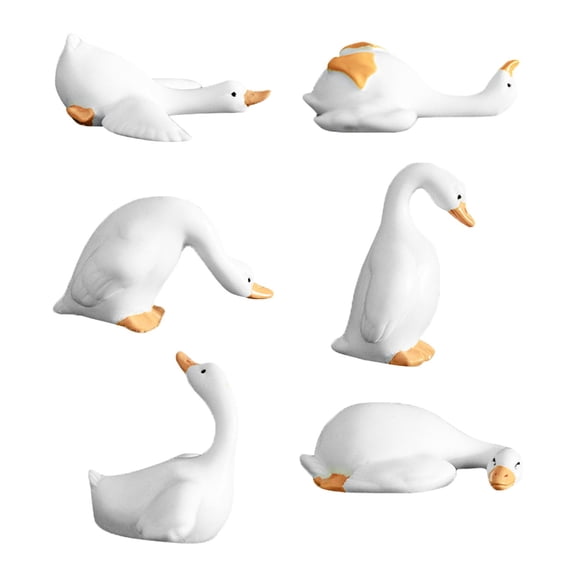 6 Pack Mini Goose Figurine Table Statues Resin Material for Bookshelf Chair Office Home Decoration