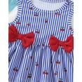 thumbnail image 6 of Kucnuzki 2T Toddler Girls Swimsuit Set 3T Kid Girl Stripped Bathing Suit Ruffle Sleeveless Cherry Bowknot Beach Bikini Tankini Swimwear 2pcs Blue, 6 of 10