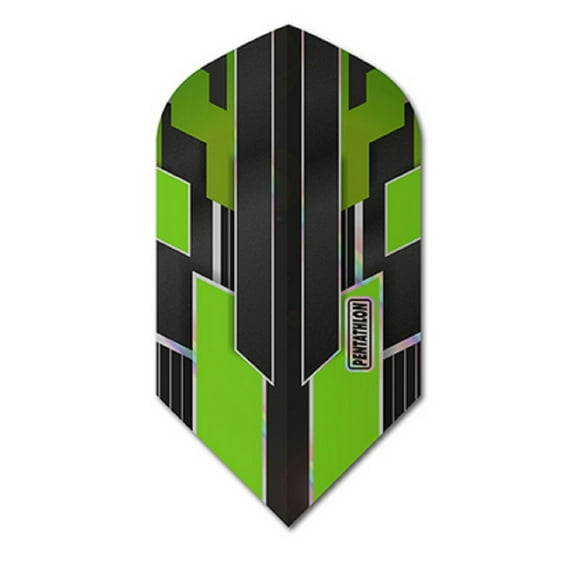 3 Sets (9 Flights) Pentathlon Shimmer Green Slim Ex-Tough Dart Flights - 100 Micron