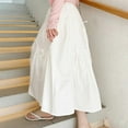 thumbnail image 5 of Women's High-Waisted Pleated Skirt Women's Mid-Length Irregular Large Fishtail Skirt White L, 5 of 7