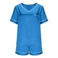 thumbnail image 3 of hotojiny Silk Pajamas for Women Summer Short Sleeve Classic Satin Pajama Sets Cute Elastic Waist Shorts Lounge 2 Piece Outfit, 3 of 6
