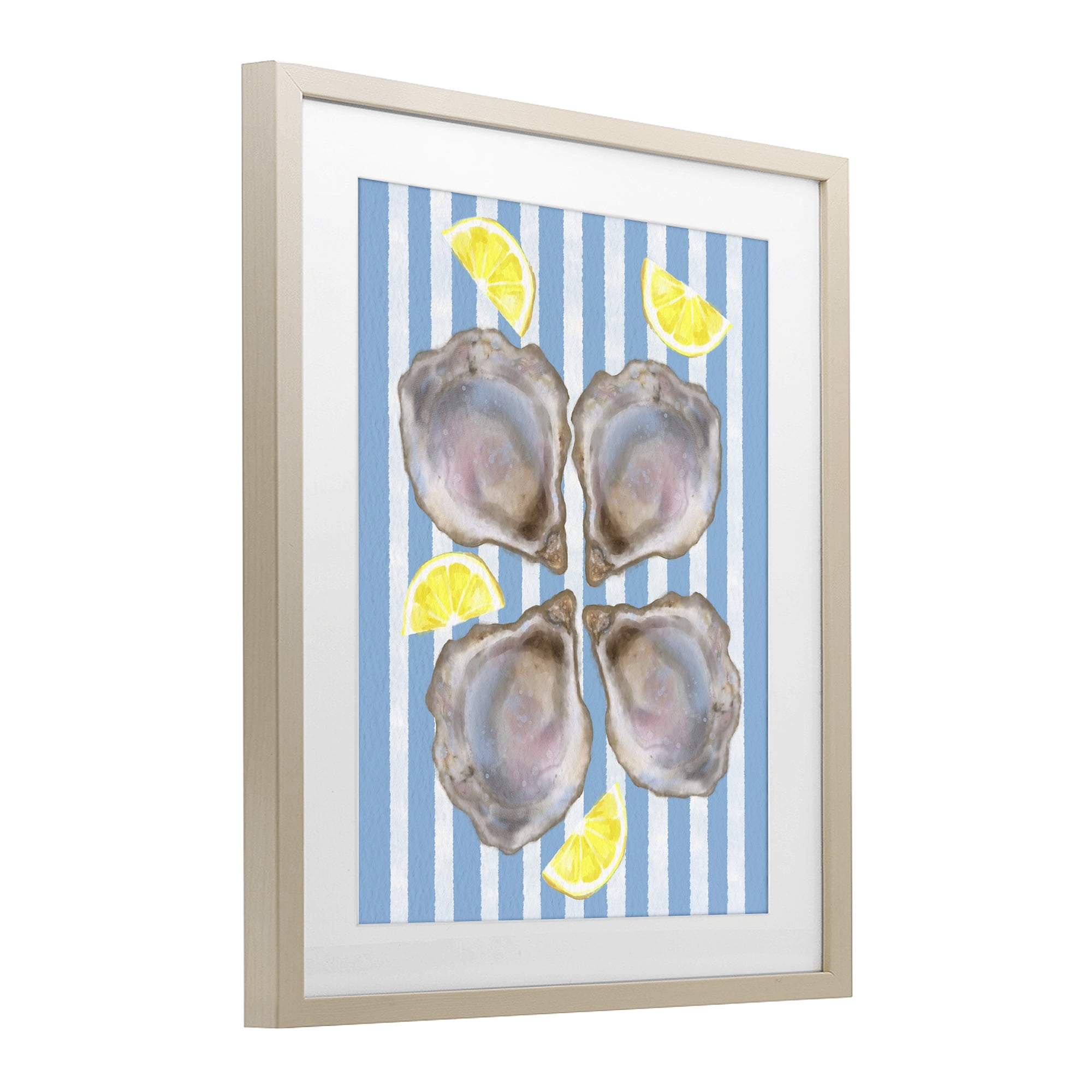 Stupell Industries Blue Stripe Oysters Birch Framed Print Under Glass, design by Matthew Piotrowicz