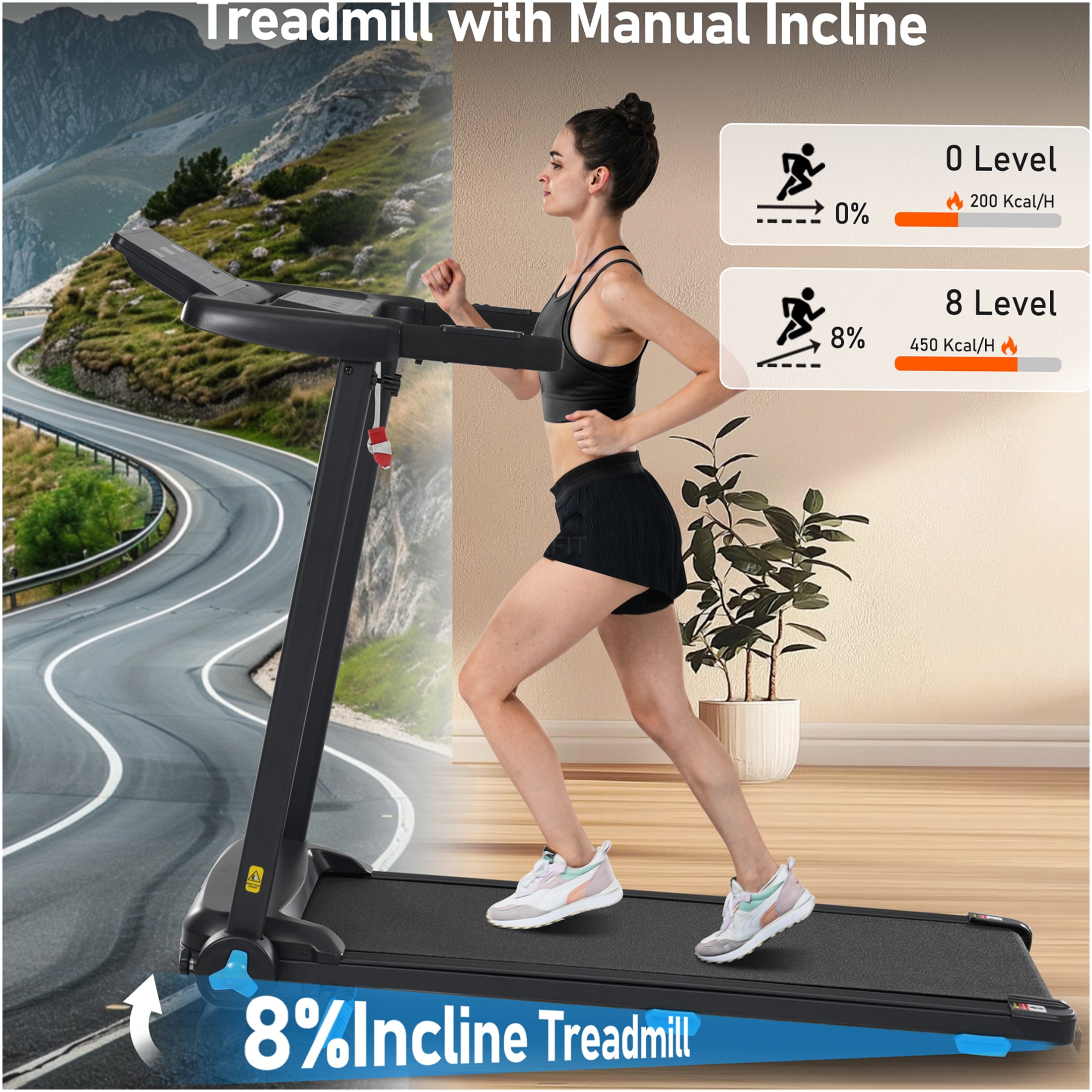 JERFIT Foldable Treadmill for Home with Incline, 3.0HP Quiet Motor, 10MPH Speed, 300LB Capacity, Bluetooth Speaker, USB/Type-C Charging, Heart Rate Monitor