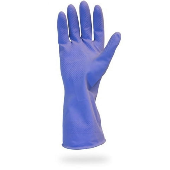 The Safety Zone GRFL-MD-1C Heavy Duty Rubber Gloves - 16 Mil Purple Latex Flock Lined Medium Household Cleaning Dishwashing Strong Food Safe Wholesale 12 Pair Individually Bagged