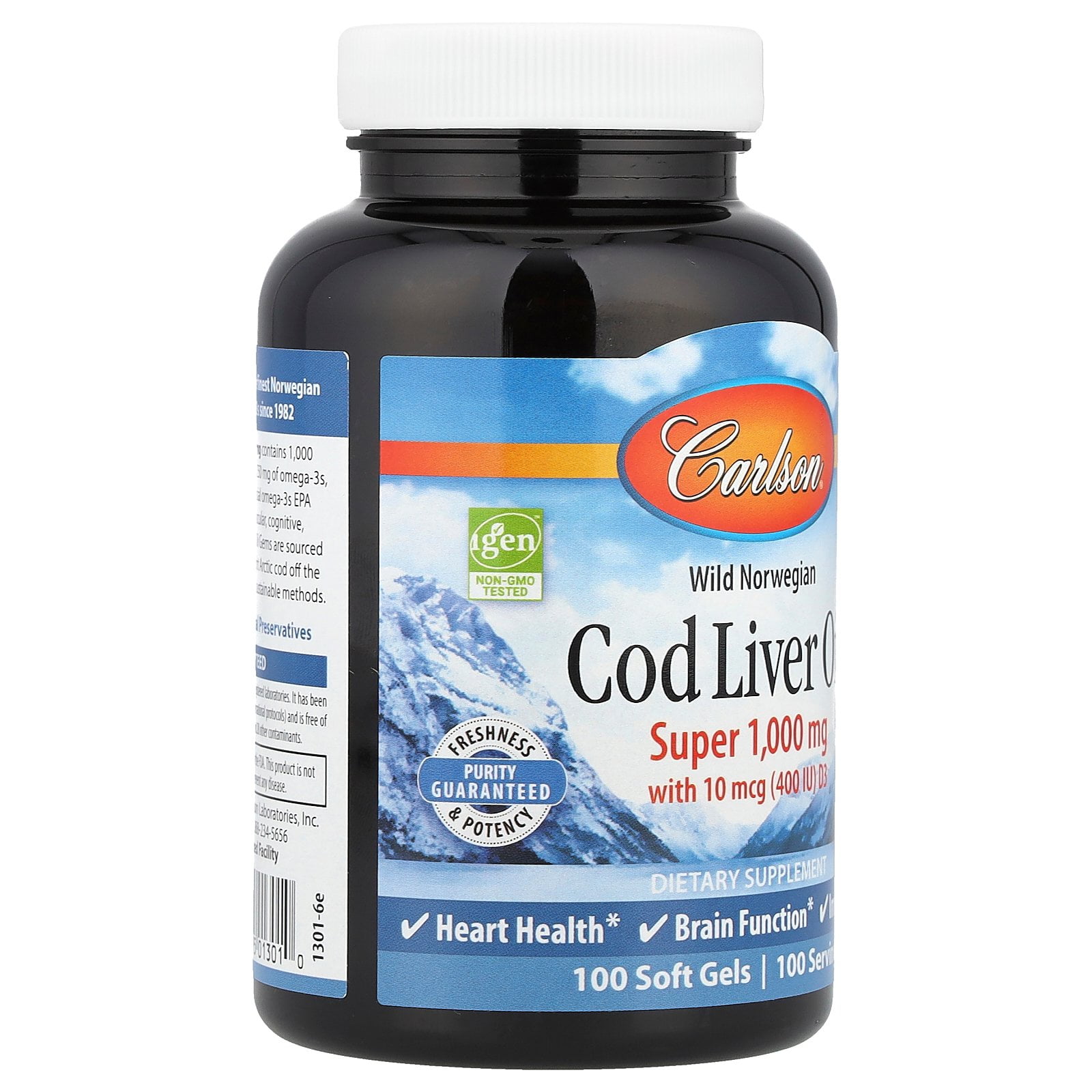 Carlson Cod Liver Oil Gems, 100ct