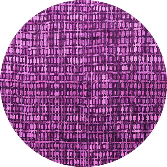 Ahgly Company Indoor Round Abstract Pink Modern Area Rugs, 7' Round