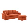 thumbnail image 2 of Noble House Elena 4-Seater L-Shaped Corduroy Sectional Sofa with Pull-Out Storage, Ottoman for Living Room, Orange, 2 of 11