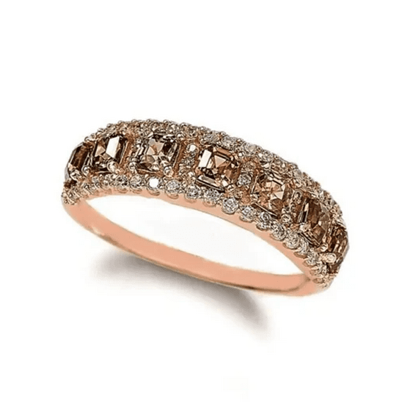 Brown Diamond Wedding Band Ring in 925 Sterling Silver - Engagement Gift
