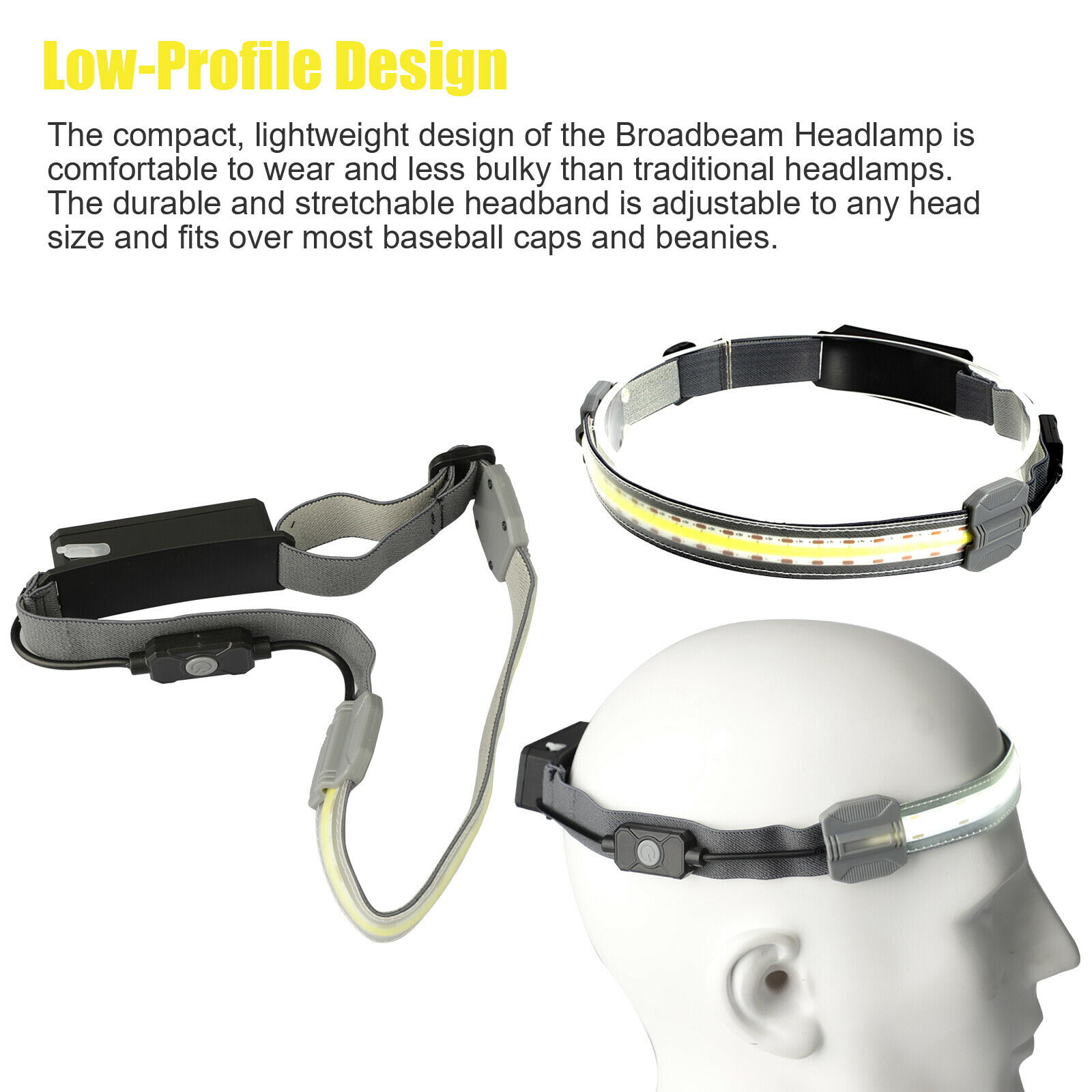 3Mode COB+LED Headlamp Headlight Torch Flashlight Work Head Bar Band-Hot L4Z7