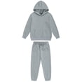 thumbnail image 2 of Vxuxlje Kids 2 Piece Sport Tracksuit Boys Girls Long Sleeve Drawstring Hoodie Sweatshirt with Jogger Gray 120, 2 of 3