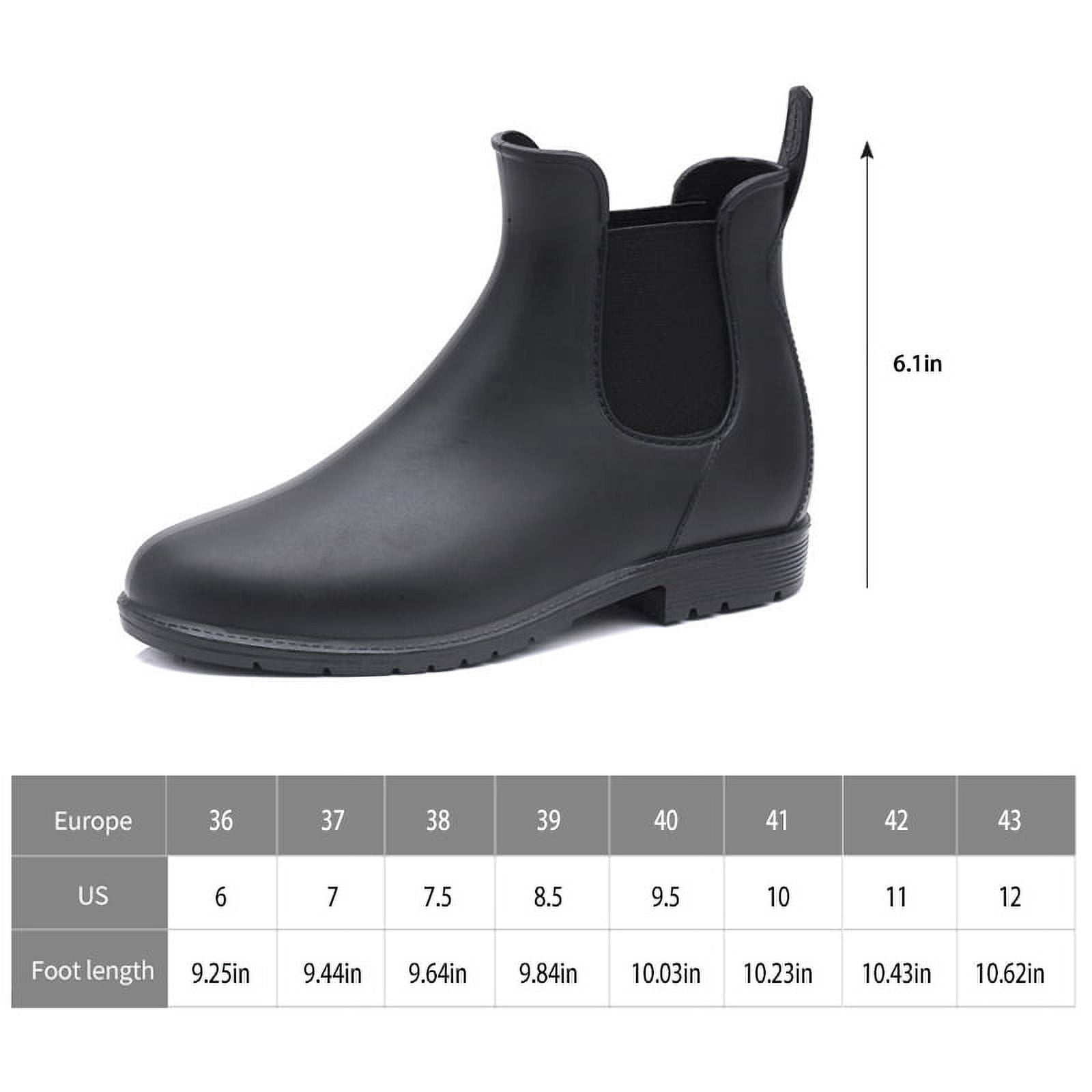 Wehilion Outdoor Women's Short Rain Boots Waterproof Anti Slip Rubber Ankle Chelsea Booties Rainboots for Women, Black, Size 10
