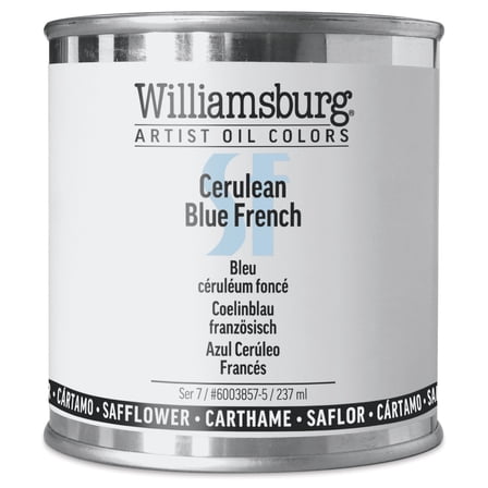 Williamsburg Handmade Safflower Oil Color - Cerulean Blue French, 8 oz can