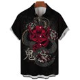 thumbnail image 3 of Camisas hawaianas casuales para hombre, blusa con botones de gran tamaño con estampado 3D de samurái japonés y terror vintage de manga corta para exteriores y calle, 3 of 5